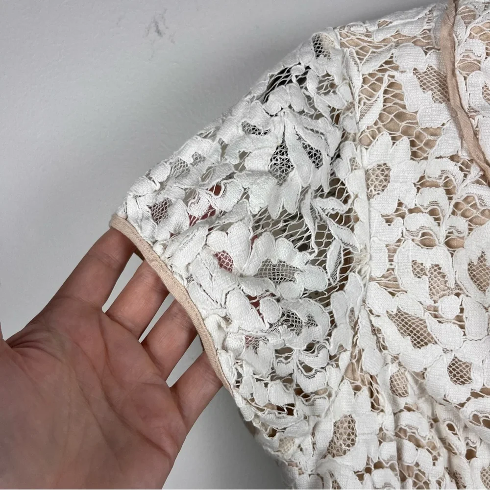 Bebe White Tea Satin Lace Mini Bride Bridal Cocktail Party Dress Size Small